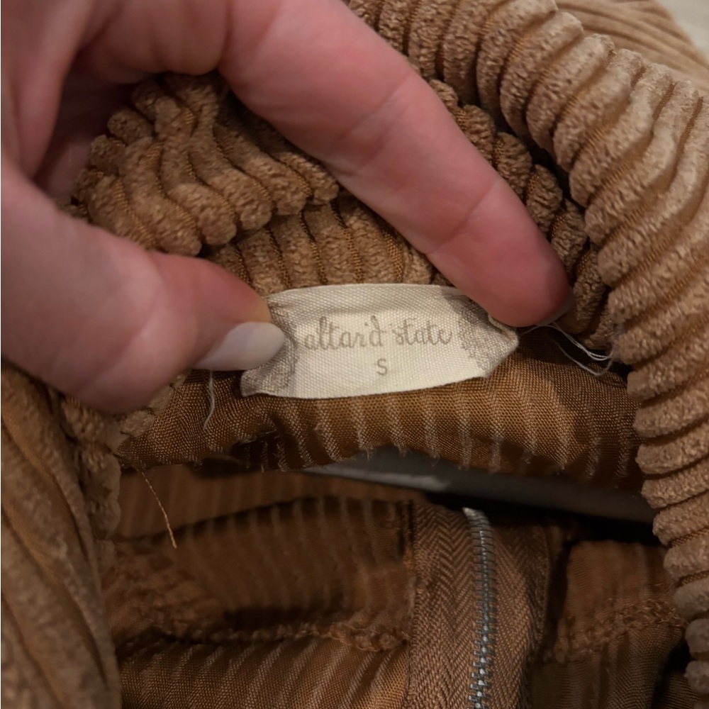 Altar'd State Tan Corduroy Zip-Up Hoodie - Picture 2 of 2